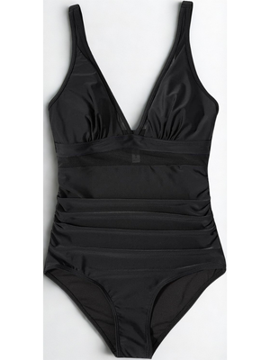 Costume Intero Donna Modellante Vita Alta con Mesh