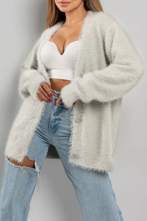 Chiara - Cardigan Donna Elegante Effetto Pelliccia