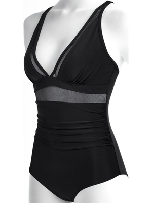 Costume Intero Donna Modellante Vita Alta con Mesh