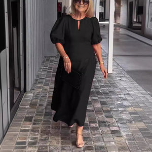 Vestito Midi Elegante Valentina con Maniche a Sbuffo
