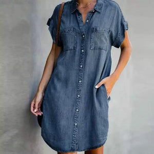 Anna – Vestito Camicia Donna in Denim Casual con Tasche