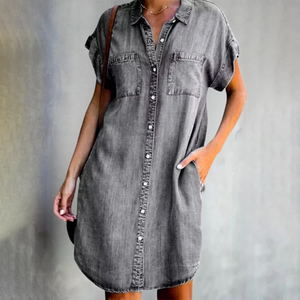 Anna – Vestito Camicia Donna in Denim Casual con Tasche