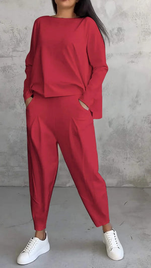 Aurora – Completo Donna Elegante Casual con Blusa e Pantaloni Comodi