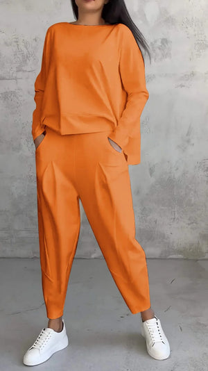 Aurora – Completo Donna Elegante Casual con Blusa e Pantaloni Comodi