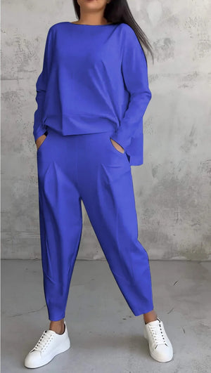 Aurora – Completo Donna Elegante Casual con Blusa e Pantaloni Comodi