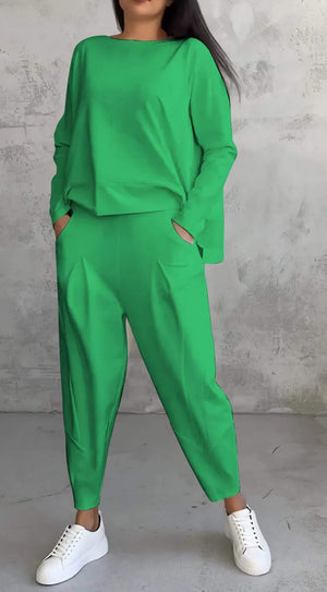Aurora – Completo Donna Elegante Casual con Blusa e Pantaloni Comodi