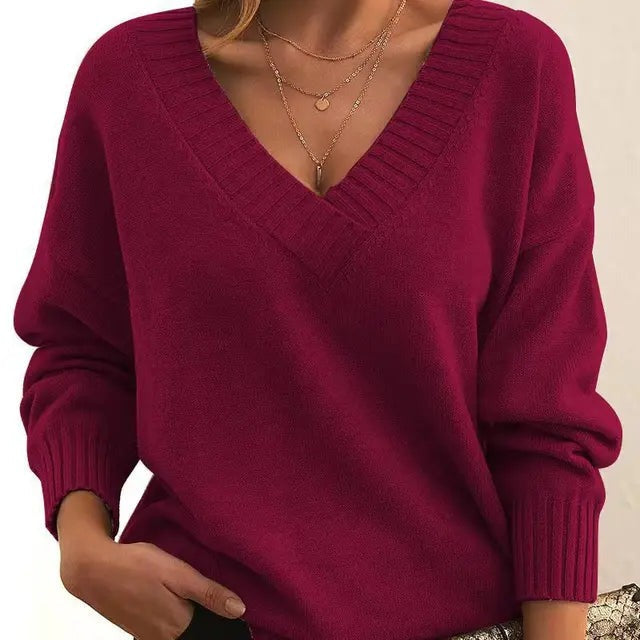Laura – Maglione Donna Elegante con Scollo a V e Vestibilità Comoda