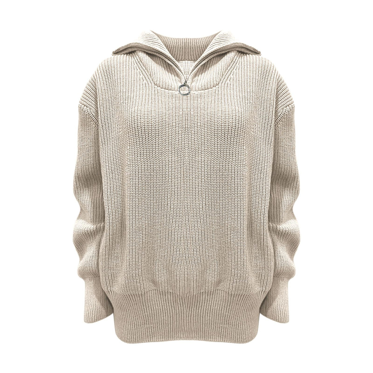 Ellie - Maglione Donna Oversize Collo Alto a Zip