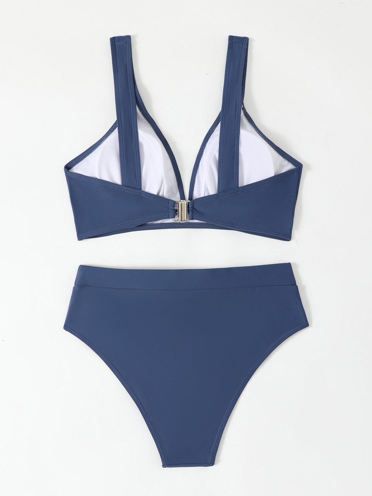 Bikini Due Pezzi Donna Vita Alta – Top Scollo a V Profondo con Spalline Larghe