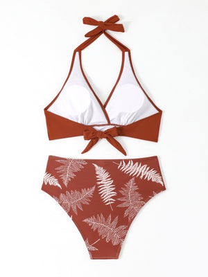 Bikini Due Pezzi Vita Alta Donna – Top Halter Volant e Slip Contenitivo Modellante