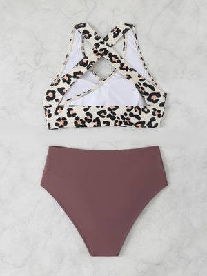 Bikini Due Pezzi Vita Alta Donna – Top Halter Volant e Slip Contenitivo Modellante