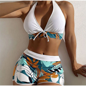 Bikini Sanremo - Top Halter e Shorts Vita Alta Tropicale
