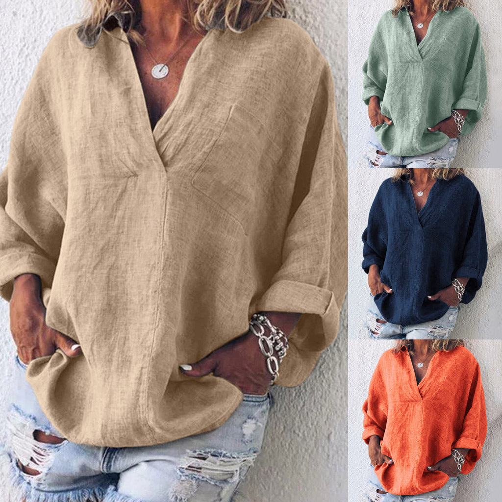 Blusa Donna Oversize in Lino Casual Elegante per Uso Quotidiano - Morbida, Fresca e Versatile - Martina