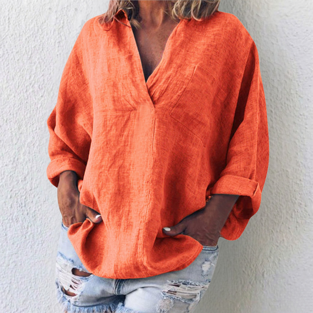Blusa Donna Oversize in Lino Casual Elegante per Uso Quotidiano - Morbida, Fresca e Versatile - Martina