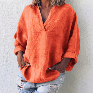 Blusa Donna Oversize in Lino Casual Elegante per Uso Quotidiano - Morbida, Fresca e Versatile - Martina