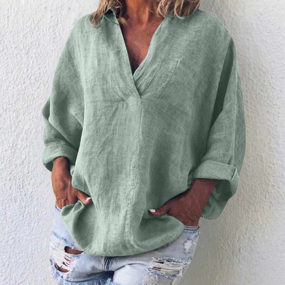 Blusa Donna Oversize in Lino Casual Elegante per Uso Quotidiano - Morbida, Fresca e Versatile - Martina