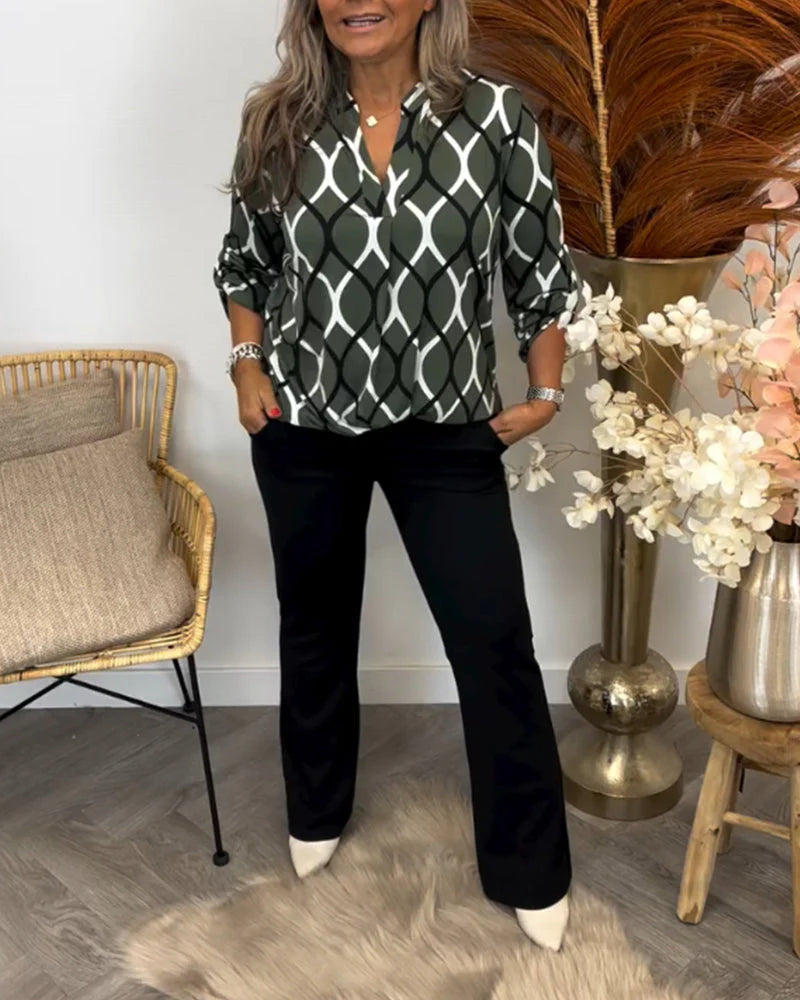 Blusa Elegante Donna con Stampa Geometrica – Camilla