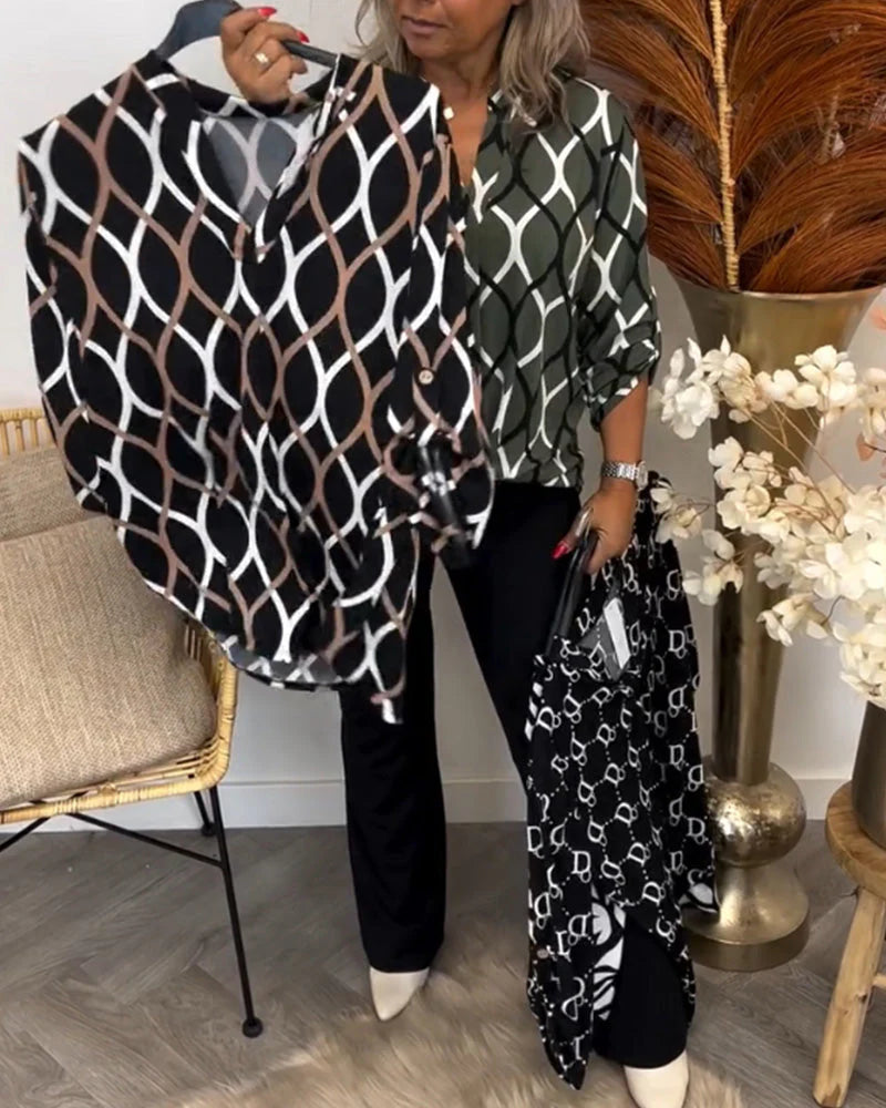 Blusa Elegante Donna con Stampa Geometrica – Camilla