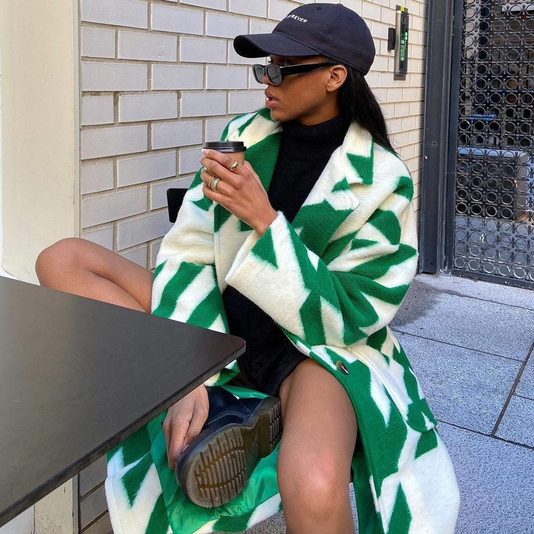 Cappotto Invernale Donna Geometrico - Lungo, Caldo e di Tendenza | Alessia