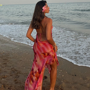 Capri – Vestito Estivo Lungo Floreale Spalline Sottili
