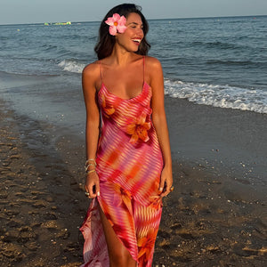 Capri – Vestito Estivo Lungo Floreale Spalline Sottili