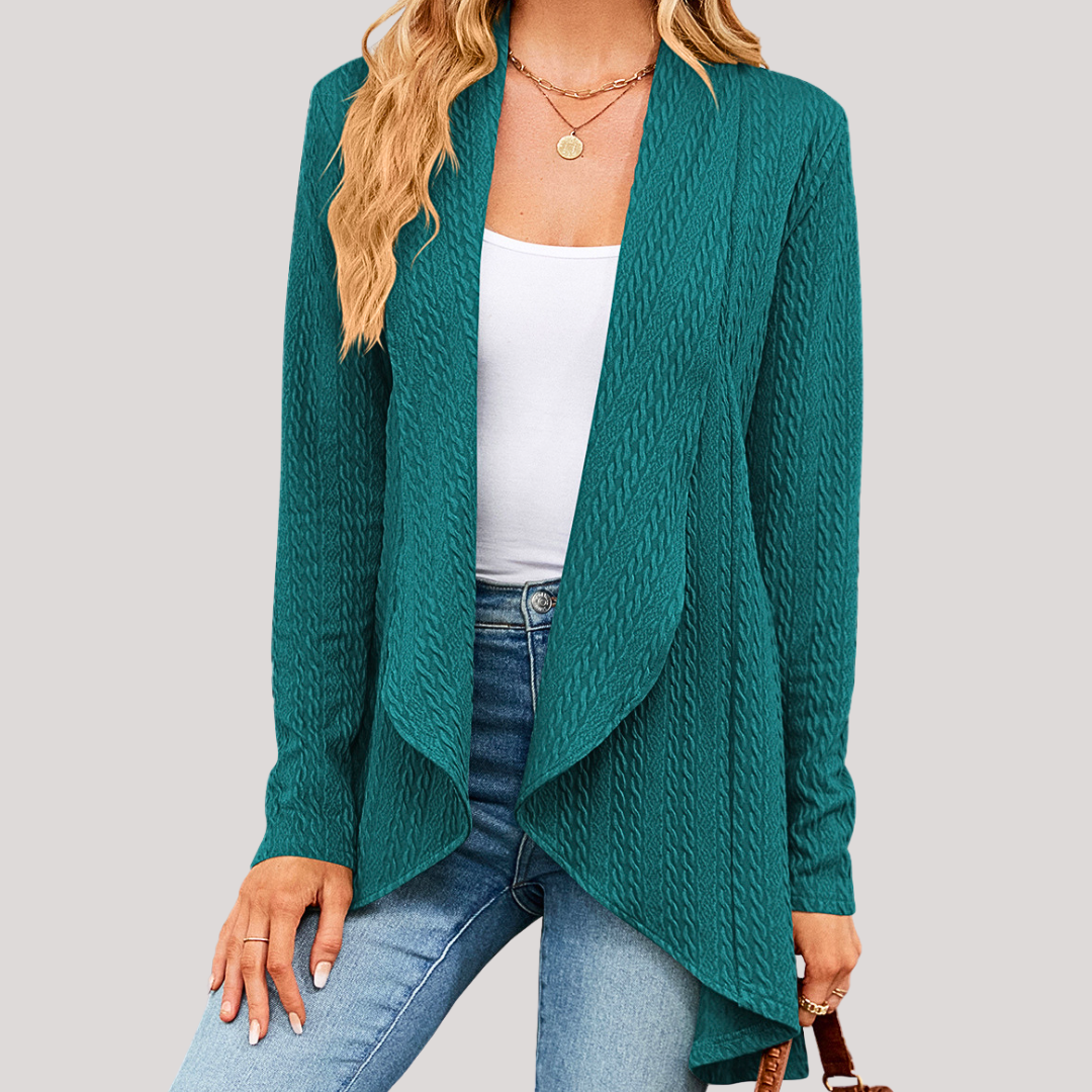 Cardigan Estivo Aperto Donna A Maglia Lunghezza Ginocchio - Real Life Fashion Ltd