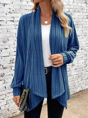 Cardigan Donna Lungo Elegante Valentina – Maglia a Costine Morbida e Aperta Davanti