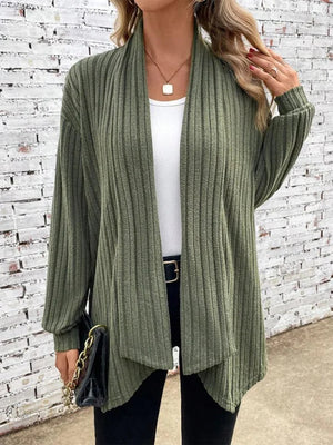 Cardigan Donna Lungo Elegante Valentina – Maglia a Costine Morbida e Aperta Davanti