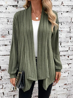 Cardigan Donna Lungo Elegante Valentina – Maglia a Costine Morbida e Aperta Davanti