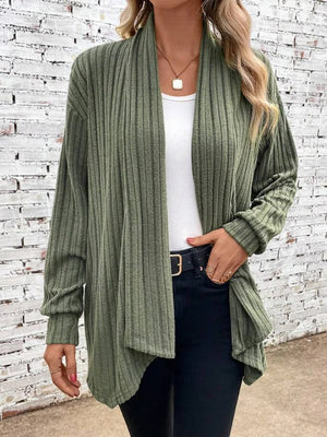 Cardigan Donna Lungo Elegante Valentina – Maglia a Costine Morbida e Aperta Davanti