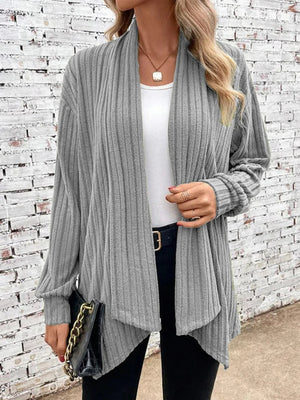 Cardigan Donna Lungo Elegante Valentina – Maglia a Costine Morbida e Aperta Davanti