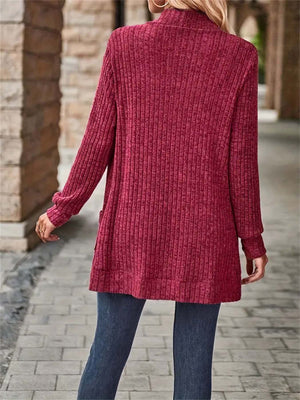 Cardigan Donna Lungo Marta – Elegante in Maglia a Coste con Tasche