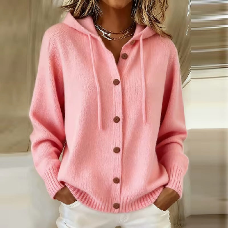 Cardigan Donna Morbido con Cappuccio – Comfort Elegante per le Giornate Fresche – Laura