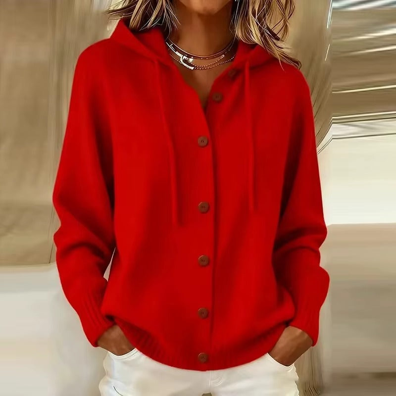 Cardigan Donna Morbido con Cappuccio – Comfort Elegante per le Giornate Fresche – Laura