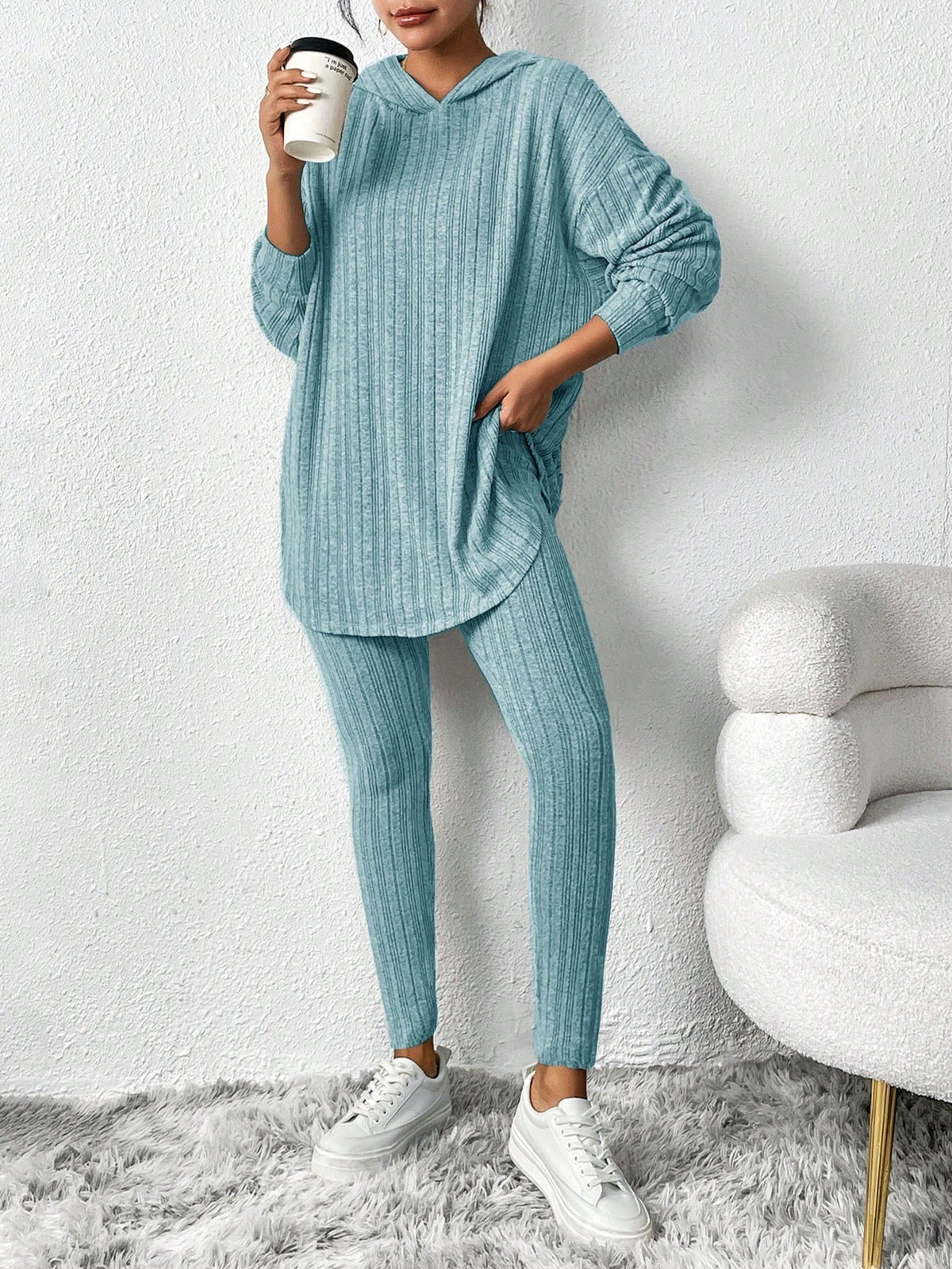 Completo Donna Comodo Casual in Maglia con Felpa Oversize e Leggings – Serena