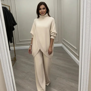 Completo Donna Elegante Alta Qualità - Maglia Asimmetrica e Pantalone Fluido - Giulia