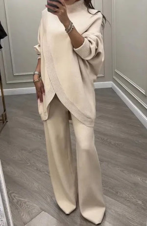 Completo Donna Elegante Alta Qualità - Maglia Asimmetrica e Pantalone Fluido - Giulia