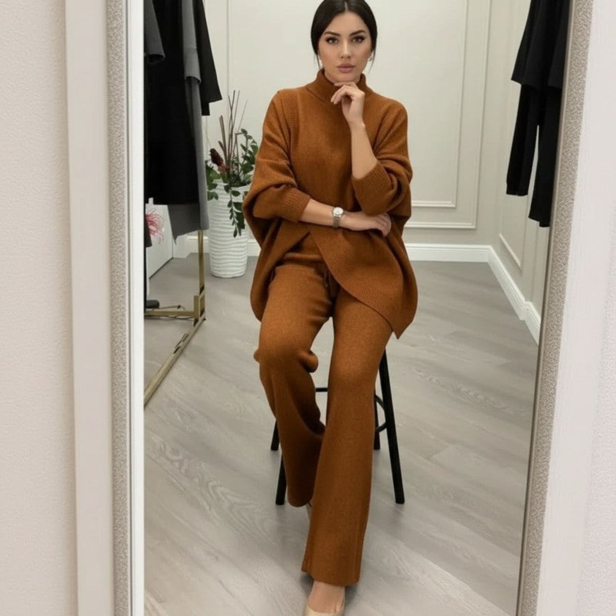 Completo Donna Elegante Alta Qualità - Maglia Asimmetrica e Pantalone Fluido - Giulia