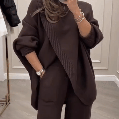 Completo Donna Elegante Alta Qualità - Maglia Asimmetrica e Pantalone Fluido - Giulia