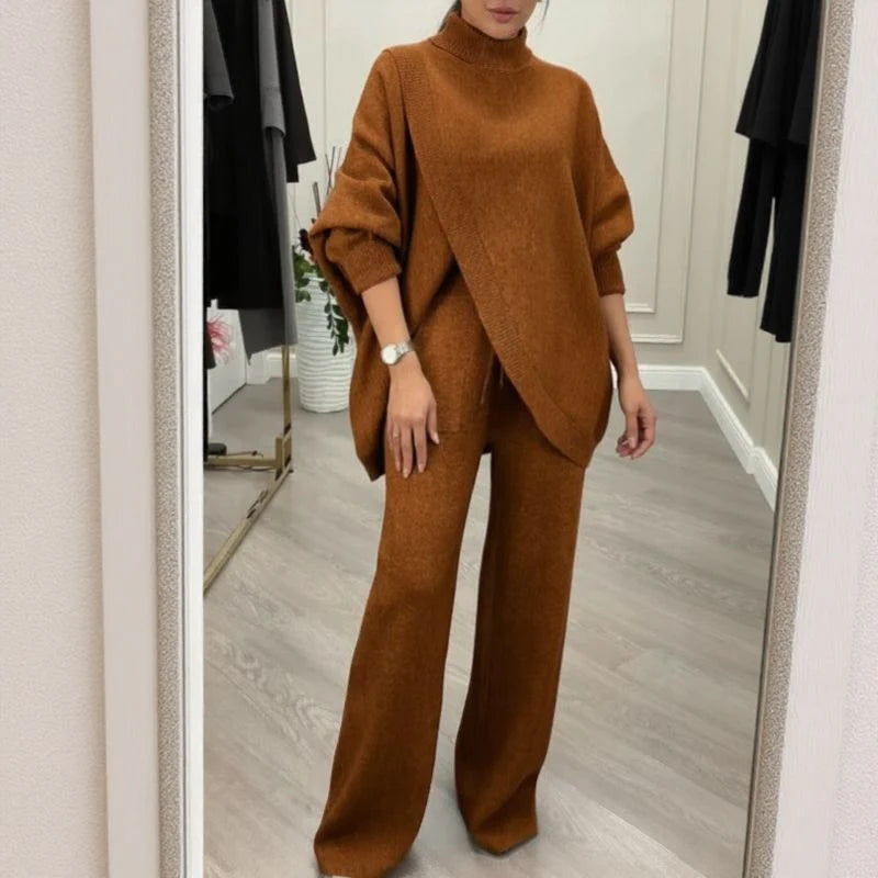 Completo Donna Elegante Alta Qualità - Maglia Asimmetrica e Pantalone Fluido - Giulia