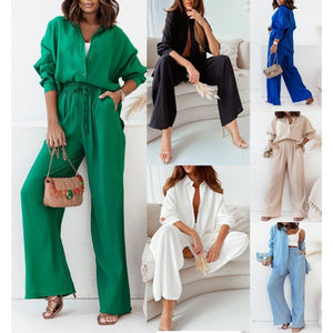 Completo Donna Elegante con Camicia e Pantalone Largo – Camilla