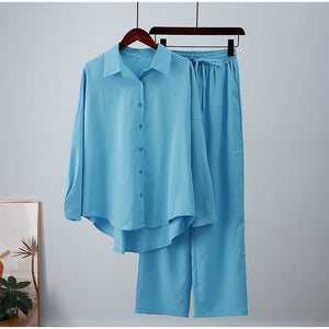 Completo Donna Elegante con Camicia e Pantalone Largo – Camilla