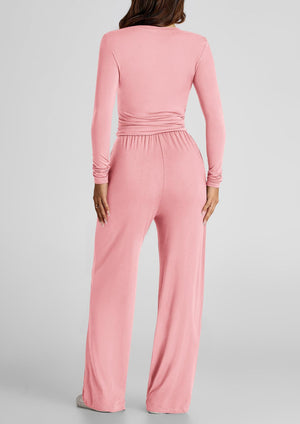 Completo Donna Maglia a Maniche Lunghe e Pantaloni Palazzo – Comfort e Stile in Ogni Giornata