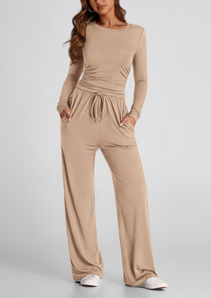 Completo Donna Maglia a Maniche Lunghe e Pantaloni Palazzo – Comfort e Stile in Ogni Giornata