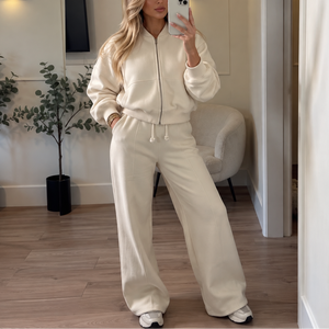Completo Donna con Bomber Oversize e Pantaloni a Gamba Larga – Comfort Casual e Stile Minimal – Beatrice