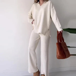 Completo Donna in Maglia a Coste – Eleganza Naturale e Comfort Sofisticato – Chiara