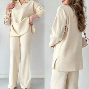 Completo Donna in Maglia a Coste – Eleganza Naturale e Comfort Sofisticato – Chiara