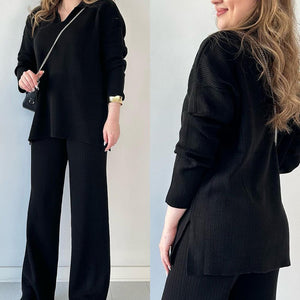 Completo Donna in Maglia a Coste – Eleganza Naturale e Comfort Sofisticato – Chiara