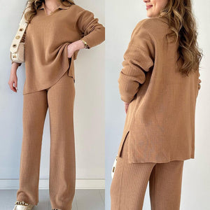 Completo Donna in Maglia a Coste – Eleganza Naturale e Comfort Sofisticato – Chiara