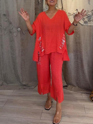 Completo Estivo Brillante – Blusa Oversize e Pantaloni Larghi